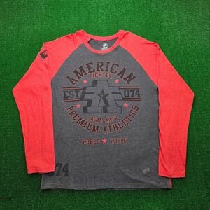 American Fighter by‎ Affliction Premium Athletics Shirt Mens 2XL Gray Red Raglan